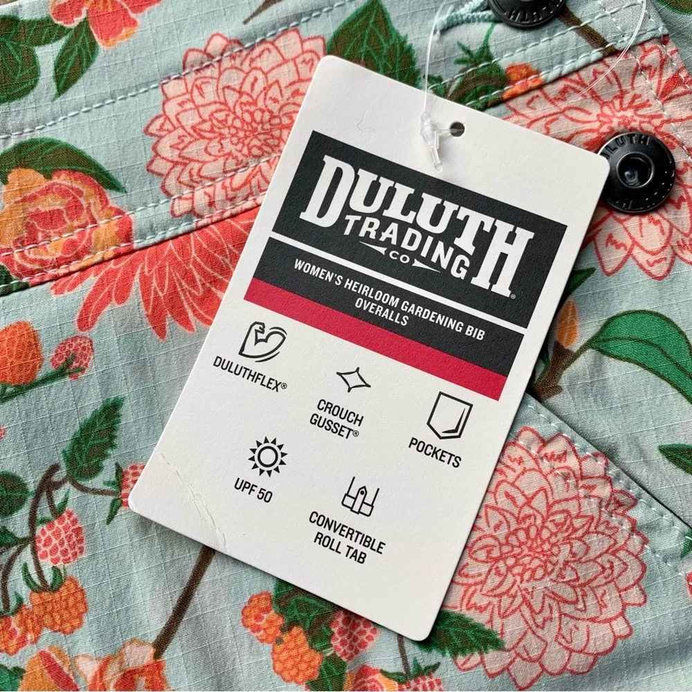 NWT Duluth XXL x31L Heirloom Gardening Bib Overalls Mint Summer Dahlia Bibs Farm - Picture 4 of 9